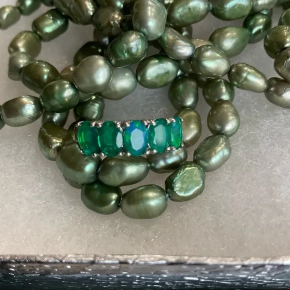 Genuine Ethiopian OPAL STERLING Silver Ring SIZE 6.5 - Picture 7 of 12